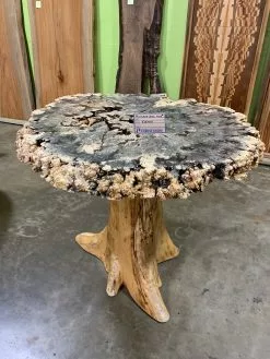 The Phillips Forest Store Live Edge Buckeye Burl Pub Table