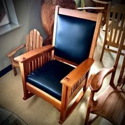 The Phillips Forest Store Cherry Rocking Chair With Leather