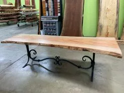 The Phillips Forest Store Pecan Table With A Steel Base