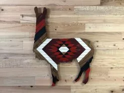 The Phillips Forest Store Wood Art Hand Crafted Llama - Red