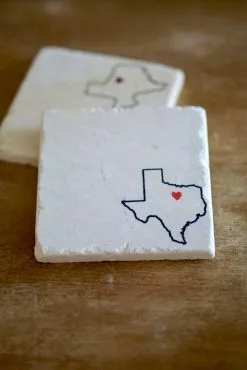 Lace, Grace, And Peonies Texas Marble Coaster- Set Of 4