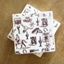 Lace, Grace, And Peonies Western Toile Marble Coaster - Set Of 4