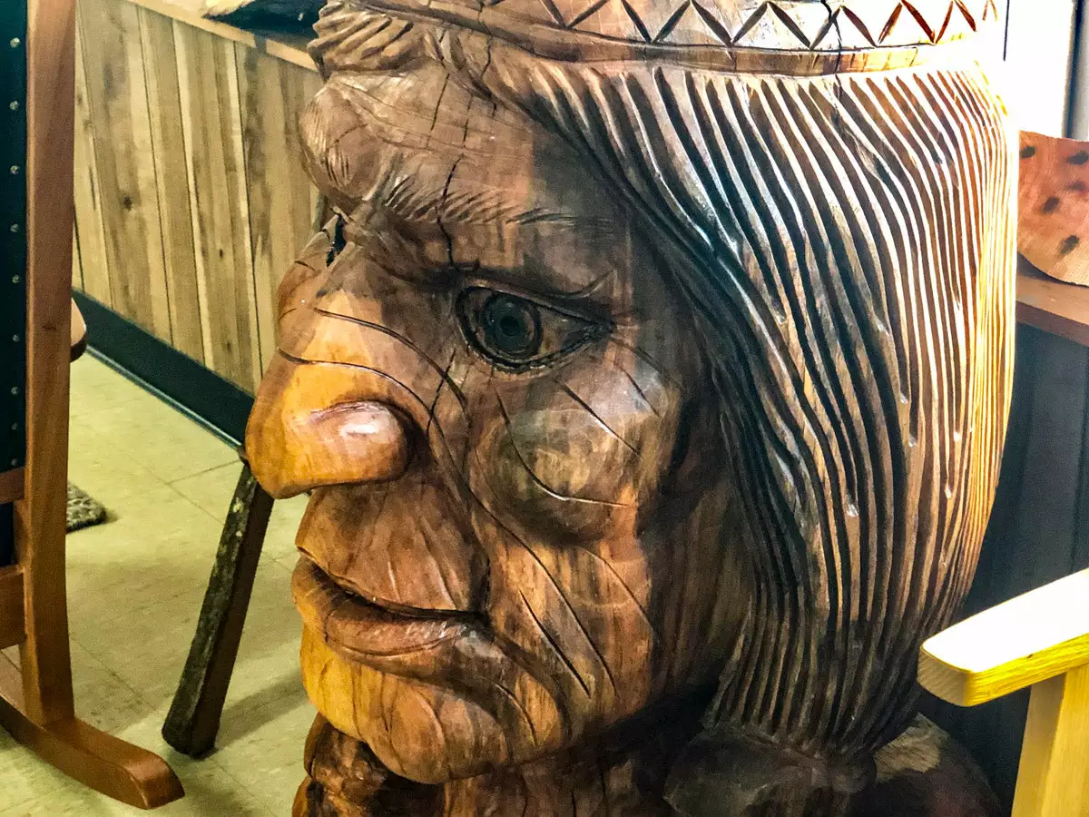 The Phillips Forest Store Hand Carved Wooden Indian Head 4 The Phillips Forest Store Hand Carved Wooden Indian Head - Image 2