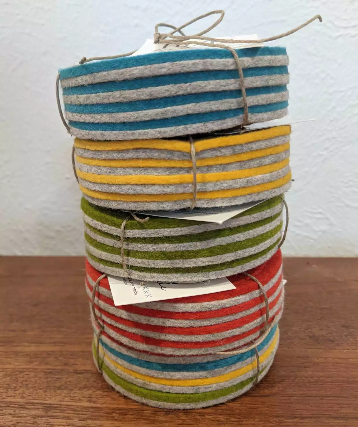 Foxly Handmade Wool Coaster- Blue - Set Of 4 5 Foxly Handmade Wool Coaster- Blue - Set Of 4 - Image 3