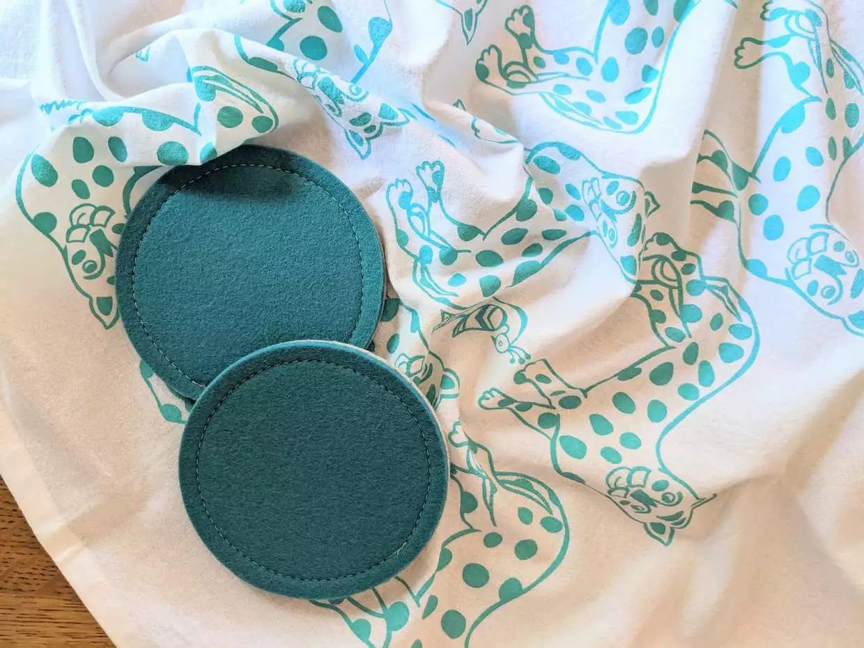 Foxly Handmade Wool Coaster- Blue - Set Of 4 3 Foxly Handmade Wool Coaster- Blue - Set Of 4