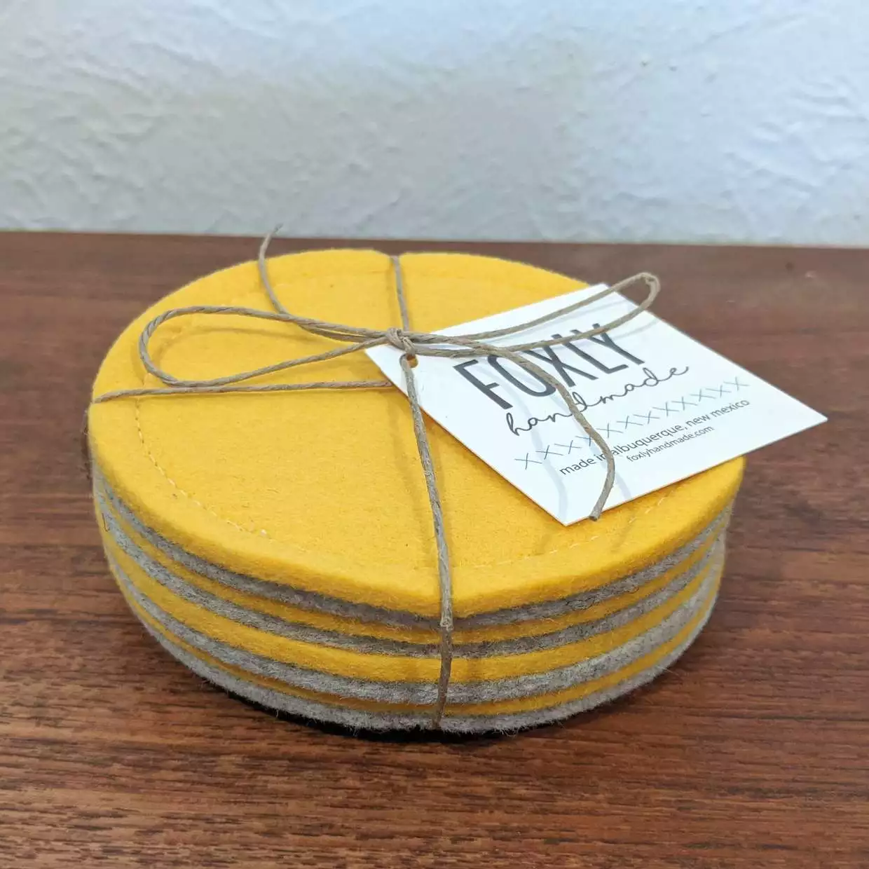 Foxly Handmade Wool Coaster- Yellow - Set Of 4 3 Foxly Handmade Wool Coaster- Yellow - Set Of 4